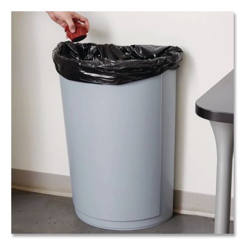 Image of Rubbermaid® Commercial FG352000GRAY Untouchable Half-Round Plastic Receptacle, 21 gal, Plastic, Gray