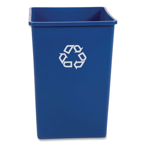 Image of Rubbermaid® Commercial FG395873BLUE Square Recycling Container, 35 gal, Plastic, Blue