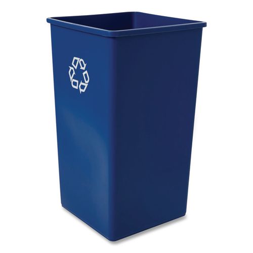 Image of Rubbermaid® Commercial FG395973BLUE Square Recycling Container, 50 gal, Plastic, Blue