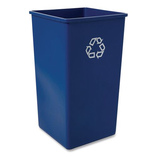 Image of Rubbermaid® Commercial FG395973BLUE Square Recycling Container, 50 gal, Plastic, Blue