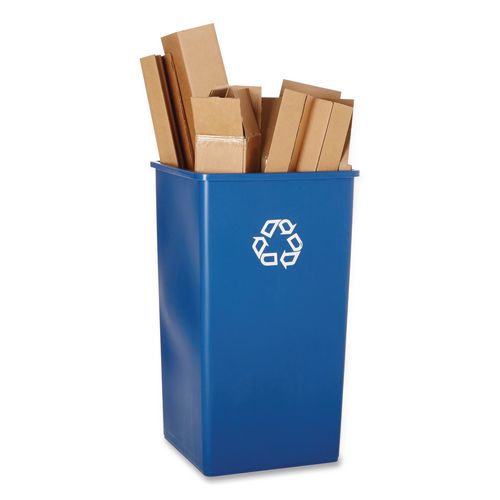 Image of Rubbermaid® Commercial FG395973BLUE Square Recycling Container, 50 gal, Plastic, Blue