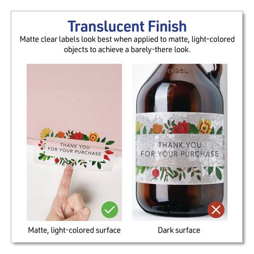 Image of Avery® 08124 Matte Clear Address Labels with Sure Feed Technology, Inkjet/Laser, 1.33 x 4, 14/Sheet, 10 Sheets/Pack