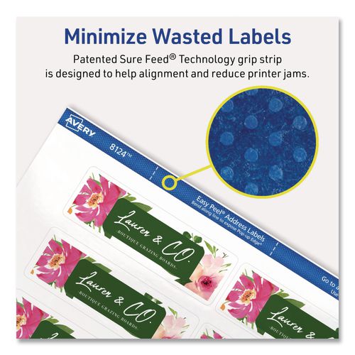 Image of Avery® 08124 Matte Clear Address Labels with Sure Feed Technology, Inkjet/Laser, 1.33 x 4, 14/Sheet, 10 Sheets/Pack