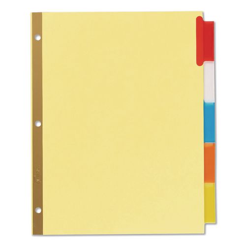 Image of Avery® Insertable Big Tab Dividers, 5-Tab, Double-Sided Gold Edge Reinforcing, 11 x 8.5, Buff, Assorted Tabs, 48 Sets/Carton