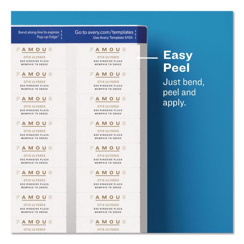 Image of Avery® 18695 Easy Peel Return Address Labels with Sure Feed Technology, Inkjet, 0.66 x 1.75, Matte Clear, 60/Sheet, 10 Sheets/Pack
