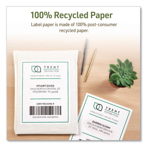 Image of Avery® 48808 EcoFriendly Recycled Shipping Labels, Inkjet/Laser, 5.5 x 8.5, White, 2/Sheet, 10 Sheets/Pack