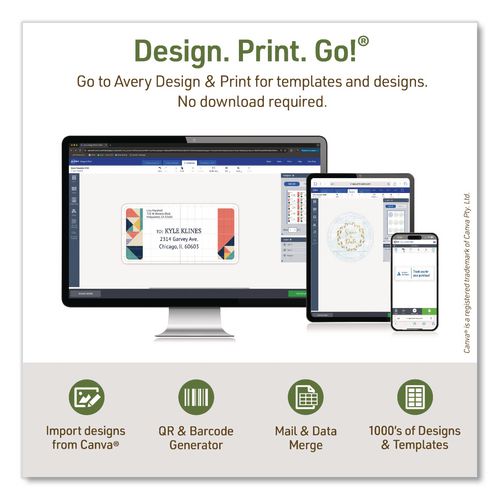 Image of Avery® 48808 EcoFriendly Recycled Shipping Labels, Inkjet/Laser, 5.5 x 8.5, White, 2/Sheet, 10 Sheets/Pack