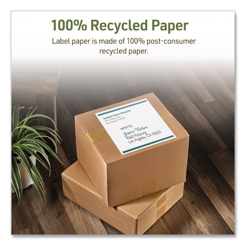 Image of Avery® 48809 EcoFriendly Recycled Shipping Labels, Inkjet/Laser, 8.5 x 11, White, 1/Sheet, 10/Pack