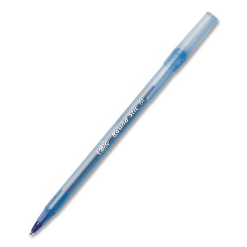 Image of BIC® GSM11BLUCT Round Stic Xtra Life Ballpoint Pen, Stick, Medium 1 mm, Blue Ink, Translucent Blue Barrel, 12/Box, 36 Boxes/Carton