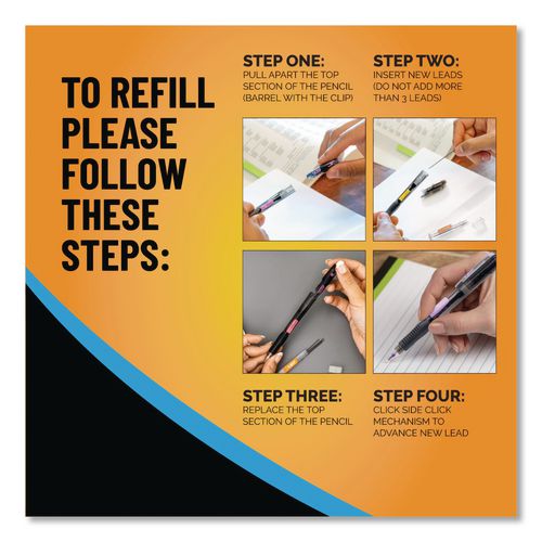 Image of BIC® LMV7PR42-AST Break Resistant Lead Refills, 0.7 mm, HB, Black, 6 Leads/Tube, 6 Tubes/Pack