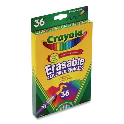 Image of Crayola® 68-1036 Erasable Color Pencil Set, 3.3 mm, Assorted Lead and Barrel Colors, 36/Box