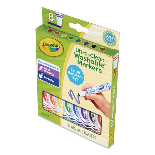 Image of Crayola® 81-1548 Toddler Friendly Ultra-Clean Washable Markers, Broad Crush-Resistant Dot Tips, Assorted Colors, 8/Pack