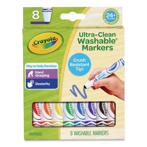 Image of Crayola® 81-1548 Toddler Friendly Ultra-Clean Washable Markers, Broad Crush-Resistant Dot Tips, Assorted Colors, 8/Pack