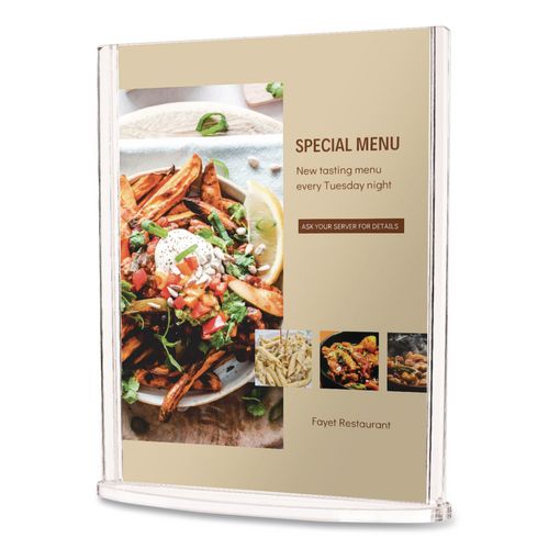 Image of deflecto® 4432 Tabletop Sign and Menu Holder, 8.5 x 11 Insert, Clear