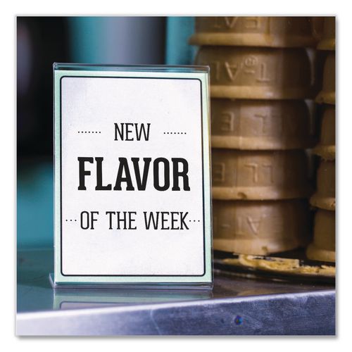 Image of deflecto® 20006RT Mini Tabletop Sign Holder, 3 x 4 Insert, Clear