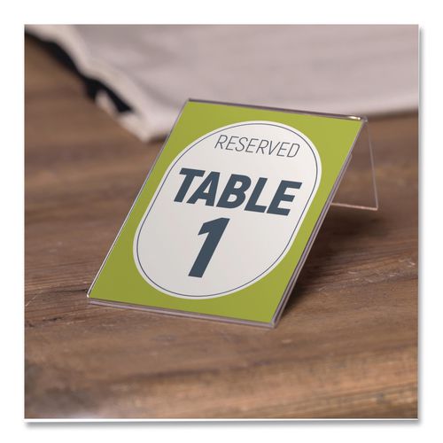 Image of deflecto® 20006RT Mini Tabletop Sign Holder, 3 x 4 Insert, Clear