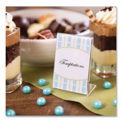 Image of deflecto® 20006RT Mini Tabletop Sign Holder, 3 x 4 Insert, Clear