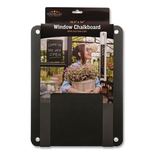 Image of Excello Global Products® EGP-HD-0513-S Window Chalkboard, Black Surface, 10.5 x 14