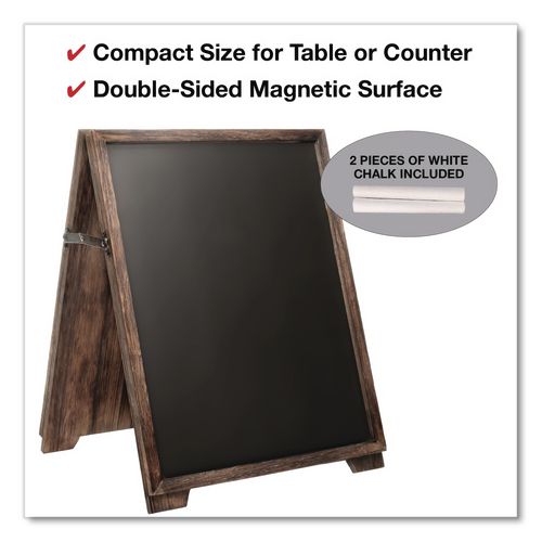 Image of Excello Global Products® EGP-HD-0547 Desktop A-Frame Chalkboard, Black Surface, Brown Wood Frame, 13 x 14.5 x 17