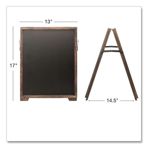 Image of Excello Global Products® EGP-HD-0547 Desktop A-Frame Chalkboard, Black Surface, Brown Wood Frame, 13 x 14.5 x 17