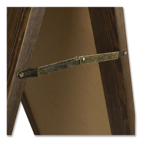 Image of Excello Global Products® GPP-0001-S Indoor/Outdoor A-Frame Sidewalk Sign, Black 18 x 29 Surface, Brown Frame, 22 x 25 x 40