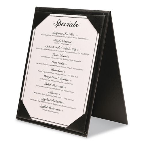 Image of Excello Global Products® SPLS-MENU-4X6A Table-Top Menu Holder, For 4 x 6 Insert, 4.6 x 6.7 Holder, Black