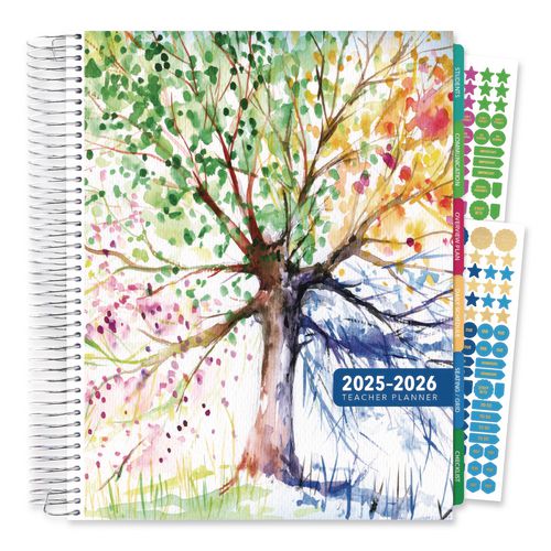 Image of Global Printed Products NAD26-DTP-20 Deluxe Seasons Tree Weekly/Monthly Lesson Planner, 7 Classes, Multicolor Cover, 11 x 8.5, 13-Month: Aug 2025 to Aug 2026