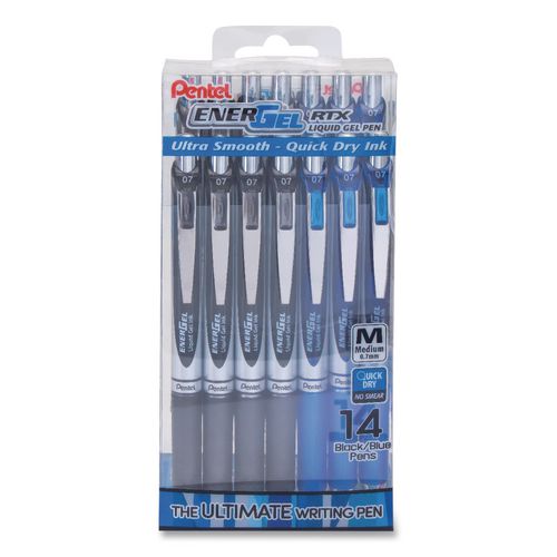Image of Pentel® BL77PC14AC EnerGel RTX Gel Pen, Retractable, Medium 0.7 mm, Assorted Ink and Barrel Colors, 14/Pack