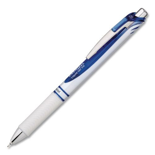 Image of Pentel® BLN75PW-C EnerGel Pearl Deluxe RTX Gel Pen, Retractable, Fine 0.5 mm, Blue Ink, Pearl White/Black Barrel, Dozen
