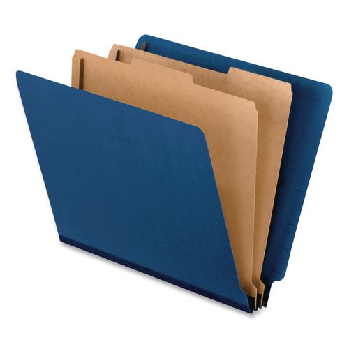 Image of Pendaflex® 23217EE Colored End Tab Classification Folders, Straight Tab, 2 Dividers, 6 Fasteners, Letter Size, Blue, 10/Box