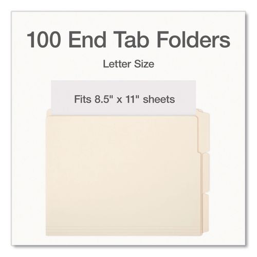 Image of Pendaflex® 1007001 Manila End Tab Folders, 1/3-Cut Tabs: Assorted, Letter Size, 0.75" Expansion, Manila, 100/Box