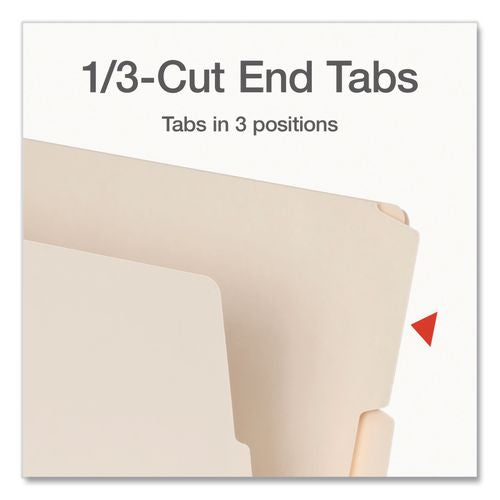 Image of Pendaflex® 1007001 Manila End Tab Folders, 1/3-Cut Tabs: Assorted, Letter Size, 0.75" Expansion, Manila, 100/Box