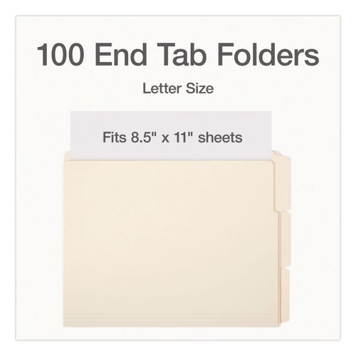 Image of Pendaflex® 1007003 Manila End Tab Expansion Folders, 1/3-Cut Tabs: Assorted, Letter Size, 0.75" Expansion, Manila, 100/Box