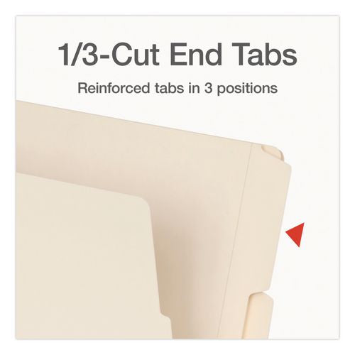 Image of Pendaflex® 1007003 Manila End Tab Expansion Folders, 1/3-Cut Tabs: Assorted, Letter Size, 0.75" Expansion, Manila, 100/Box