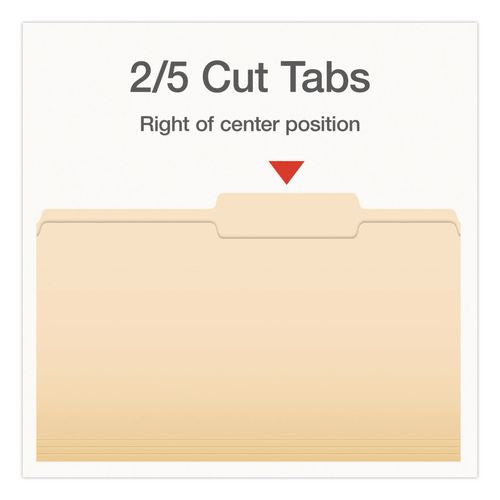 Image of Pendaflex® 1007056 Manila File Folders, 2/5-Cut Tabs: Right, Legal Size, 0.75" Expansion, Manila, 100/Box