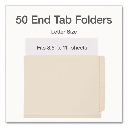 Image of Pendaflex® 1007069 Manila End Tab Folders, Straight Tabs, Letter Size, 0.75" Expansion, Manila, 50/Box