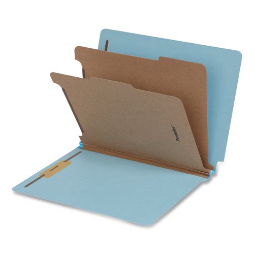 Image of Pendaflex® 1007077 Heavy-Duty Pressboard End Tab Classification Folders, Expands 2", 2 Dividers, 6 Fasteners, Letter Size, Light Blue, 10/Box
