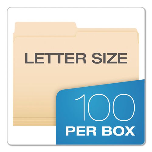 Image of Pendaflex® R752 1/2 Reinforced Top File Folders, 1/2-Cut Tabs: Assorted Positions, Letter Size, Manila, 100/Box