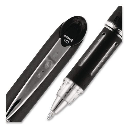 Image of uniball® 33921 Jetstream Form-Fitting Comfort Grip Hybrid Gel Pen, Stick, Medium 1 mm, Black Ink, Black/Silver Barrel, Dozen