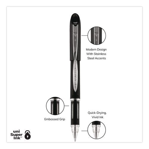 Image of uniball® 33921 Jetstream Form-Fitting Comfort Grip Hybrid Gel Pen, Stick, Medium 1 mm, Black Ink, Black/Silver Barrel, Dozen