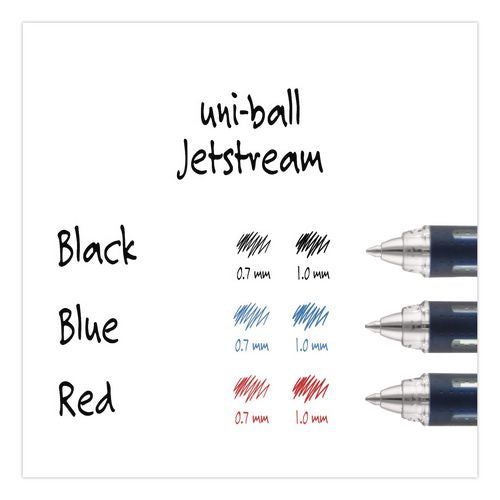 Image of uniball® 33921 Jetstream Form-Fitting Comfort Grip Hybrid Gel Pen, Stick, Medium 1 mm, Black Ink, Black/Silver Barrel, Dozen