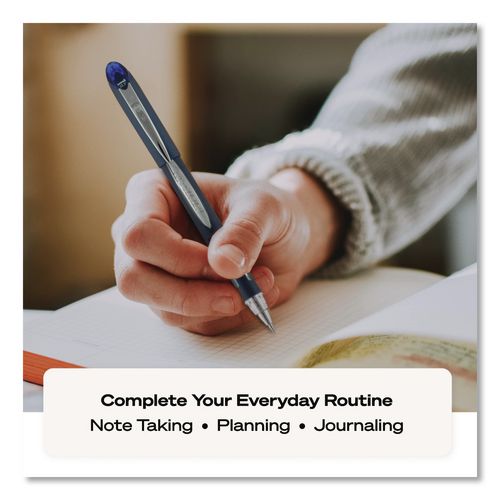 Image of uniball® 33922 Jetstream Form-Fitting Comfort Grip Hybrid Gel Pen, Stick, Medium 1 mm, Blue Ink, Black/Silver/Blue Barrel, Dozen