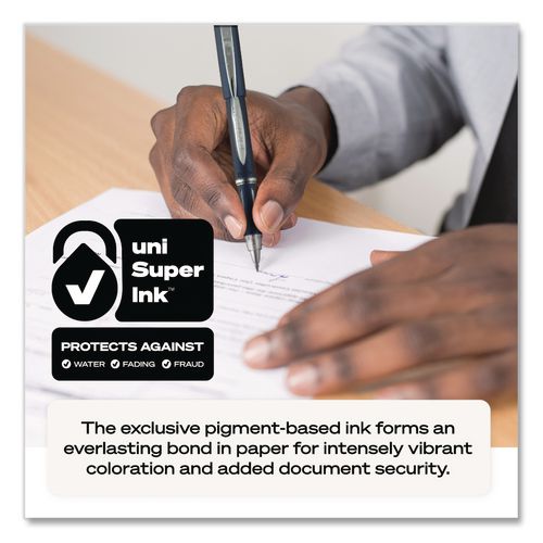 Image of uniball® 33922 Jetstream Form-Fitting Comfort Grip Hybrid Gel Pen, Stick, Medium 1 mm, Blue Ink, Black/Silver/Blue Barrel, Dozen