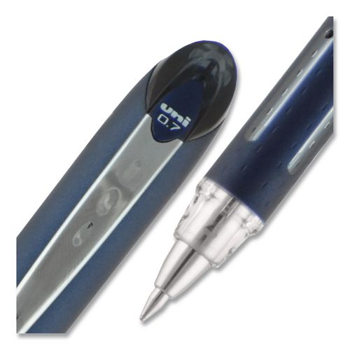 Image of uniball® 40173 Jetstream Form-Fitting Comfort Grip Hybrid Gel Pen, Stick, Fine 0.7 mm, Black Ink, Black/Silver Barrel, Dozen