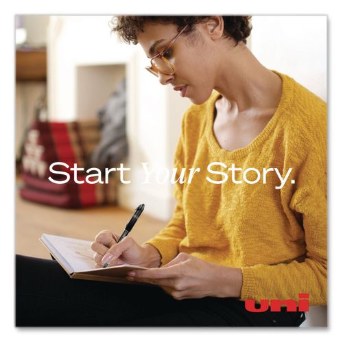 Image of uniball® 61232 VISION ELITE BLX Series Rollerball Pen, Stick, Bold 0.8 mm, Blue-Infused Black Ink, White/Blue/Clear Barrel, Dozen