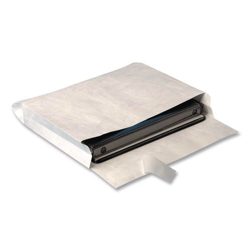 Image of Survivor® QUAR4611 Lightweight 14 lb Tyvek Open End 2" Expansion Mailers, #13 1/2, Square Flap, Redi-Strip Closure, 10 x 13, White, 25/Box