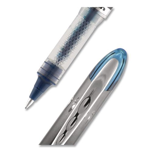 Image of uniball® 69020 VISION ELITE BLX Series Rollerball Pen, Stick, Micro 0.5 mm, Blue-Infused Black Ink, Gray/Blue/Clear Barrel, Dozen