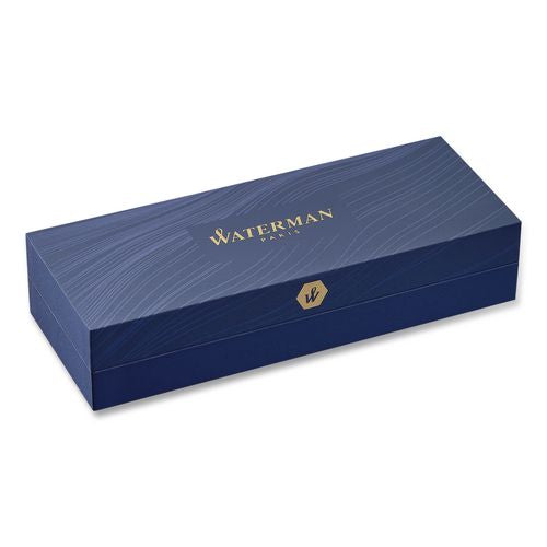 Image of Waterman S0920670 Hemisphere Ballpoint Pen, Retractable, Medium 1 mm, Blue Ink, Black Lacquered/23-Karat Gold Barrel