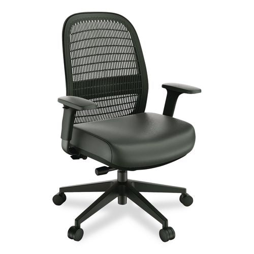 Image of Workplace2.0 WP62574 Health Bedford Polyurethane Nylon Task Chair, Supports Up to 275 lbs, 18" to 21.6" Seat Height, Black Seat/Back/Base