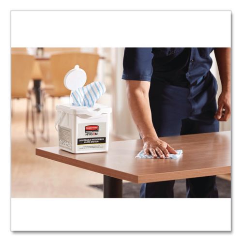 Image of Rubbermaid® Commercial HYGEN 2135007 Disposable Microfiber Charging Bucket, 7.92 X 7.75 X 7.44, White, 4/carton